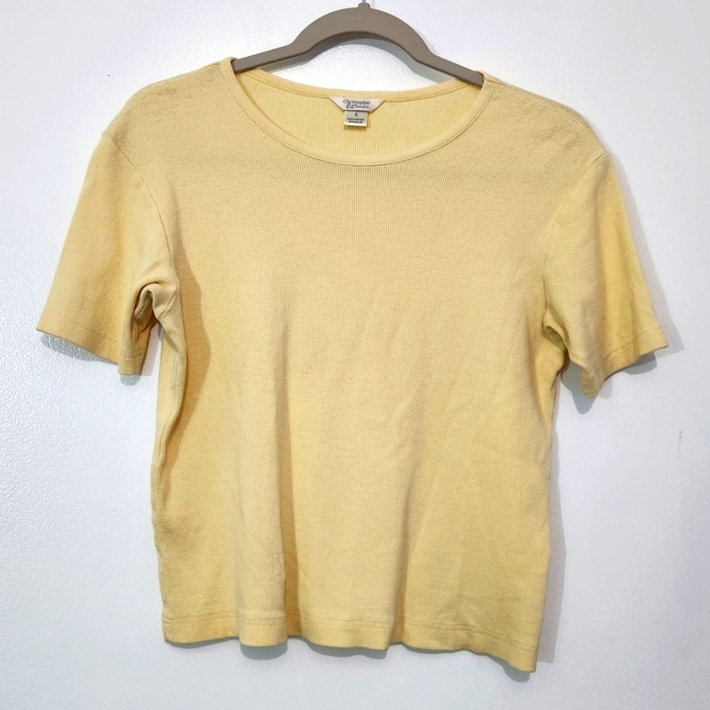 Christopher & Banks Ribbed Butter Yellow Short Sleeve Tee - Women's Size Small
